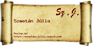 Szmetán Júlia névjegykártya